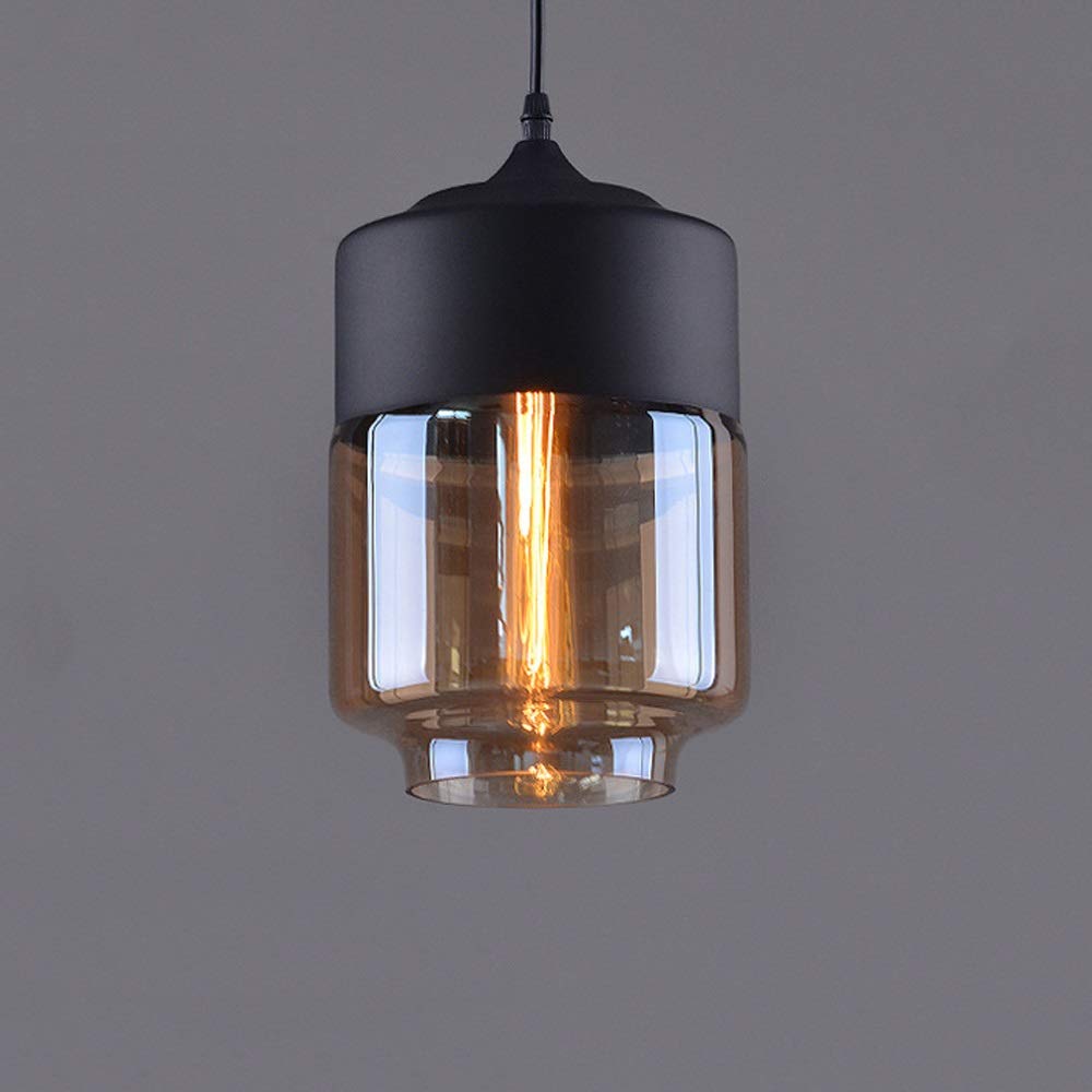 Ganeep Nordic Modern Loft Hanging Glass Pendant Lamp Fixtures E27 E26 LED Pendant Lights for Kitchen Restaurant Bar Living Room Bedroom (Color : Amber-B)