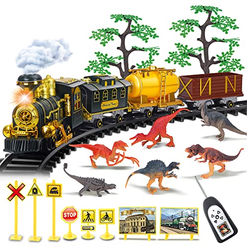 Buy Remote Control Toy Train Sets Electric Train Toy with Dinosaurs,Steam Engine