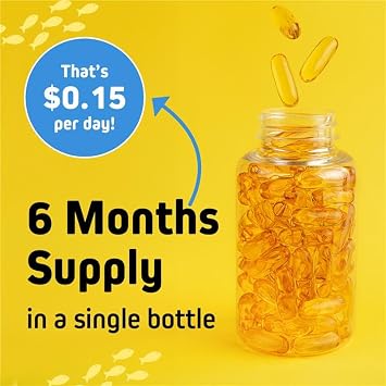 Herbtonics Omega 3 Fish Oil 1250mg - High EPA 450mg + DHA 300mg for Heart & Brain Health | Triple Strength, Burpless Lemon Flavor, Wild Caught | 180 Softgels (Up to 6 Month Supply)