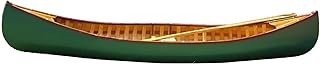 Old Modern Handicrafts Green Canoe with Ribs Curved Bow - Handcrafted in 500+ Hours from Premium Wood Such as Cedar and Hardwood - 118.5L x 26.3W x 16H Inches