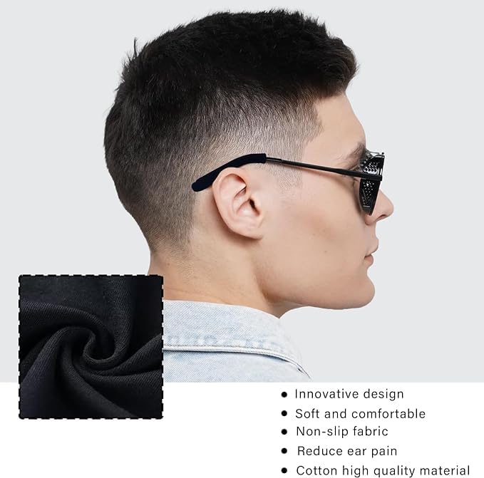 Taiyyi Ear Pads, 4 works of Glasses Temple Covers Nylon, Non-Slip, Comfortable for Reading Glasses Universal Fit (Black) - Image 2