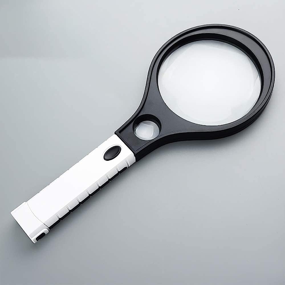 Lupa de Mano con luz 4X 10X, 12 LED, Ideal para Personas Mayores, para Leer, inspeccionar Joyas, Color Negro