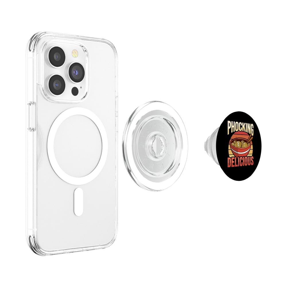 Phocking Delicious Design for a Asian pho noodle soup Lover PopSockets PopGrip for MagSafe, Clear - Image 3