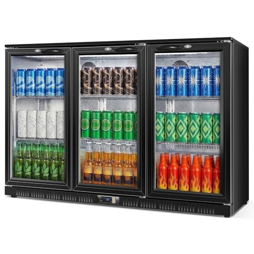 Image of Beverage Refrigerator, 53.15W Inch 12 Cu.Ft Drink Fridge, Back Bar Beer Fridge with 3 Glass Door, 35.43 inch Height Beverage Cooler, Built-in & Undercounter Commercial Back Bar Cooler for Kitchen Shop Bar