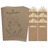 ♥ PERFEKTES GASTGESCHENK - 6 liebevoll gestaltete Malbücher inkl. 6 Bunstifte-Sets bieten auf 24 Seiten wunderschöne Ausmalmotive und spannende Aufgaben rund um das Thema Hochzeit und sind damit das ideale Gastgeschenk für Kinder.