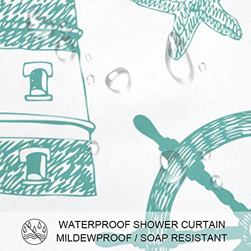 Rideau de douche imperméable lavable bleu 152x183 cm avec crochets de douche - 4