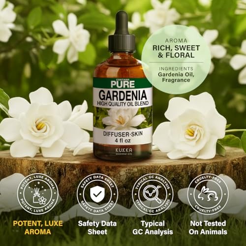 Image of 100% Pure Gardenia Oil - 4 Fl Oz Gardenia Essential Oil for Hair, Skin, Diffuser, Aromatherapy & DIY Soap Making Scent