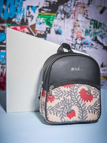 Image of ZOUK Dalila Mini Daypack | Stylish Small Backpack for Women | Compact | Bag for Girls | Daily College Use | Travel Day Pack | Vegan Leather | Handcrafted | Water-Resistant