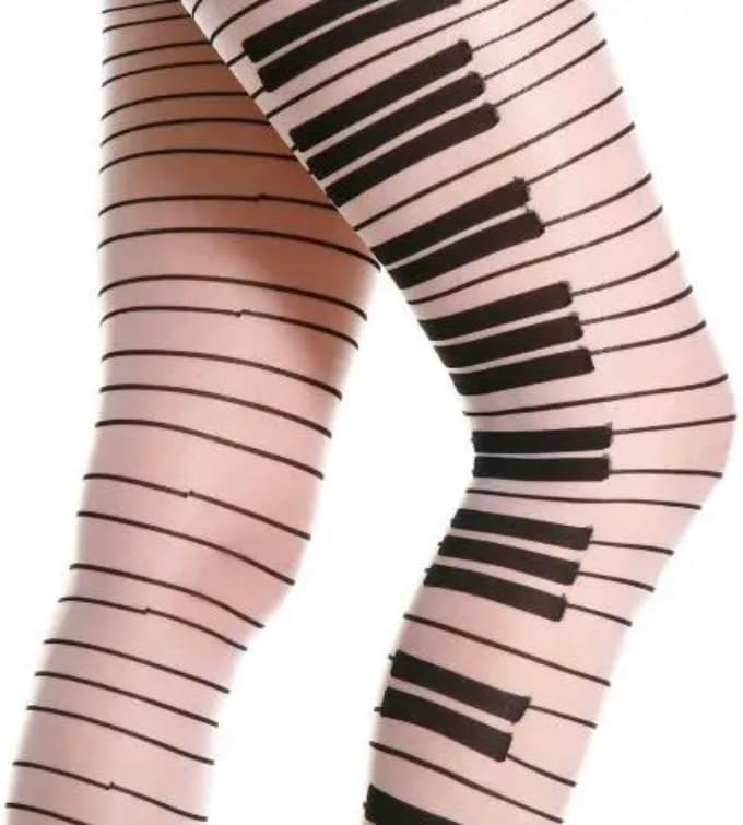 Womens Whimsy Twee Piano Tights Funky Patterned Stockings Emo Scene Alt Whimsical Clothes Y2k Aesthetic - Image 3