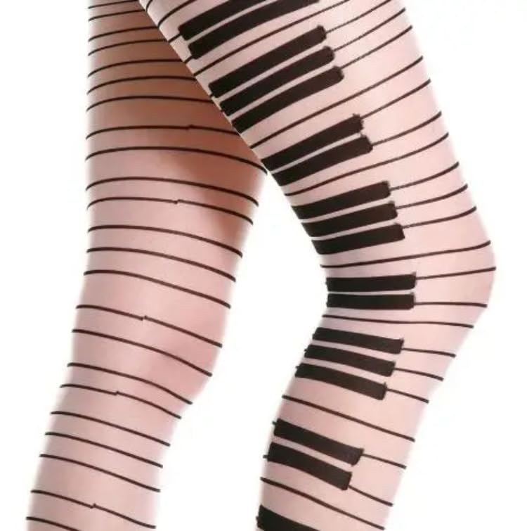 Womens Whimsy Twee Piano Tights Funky Patterned Stockings Emo Goth Whimsy Clothes Y2k Aesthetic3