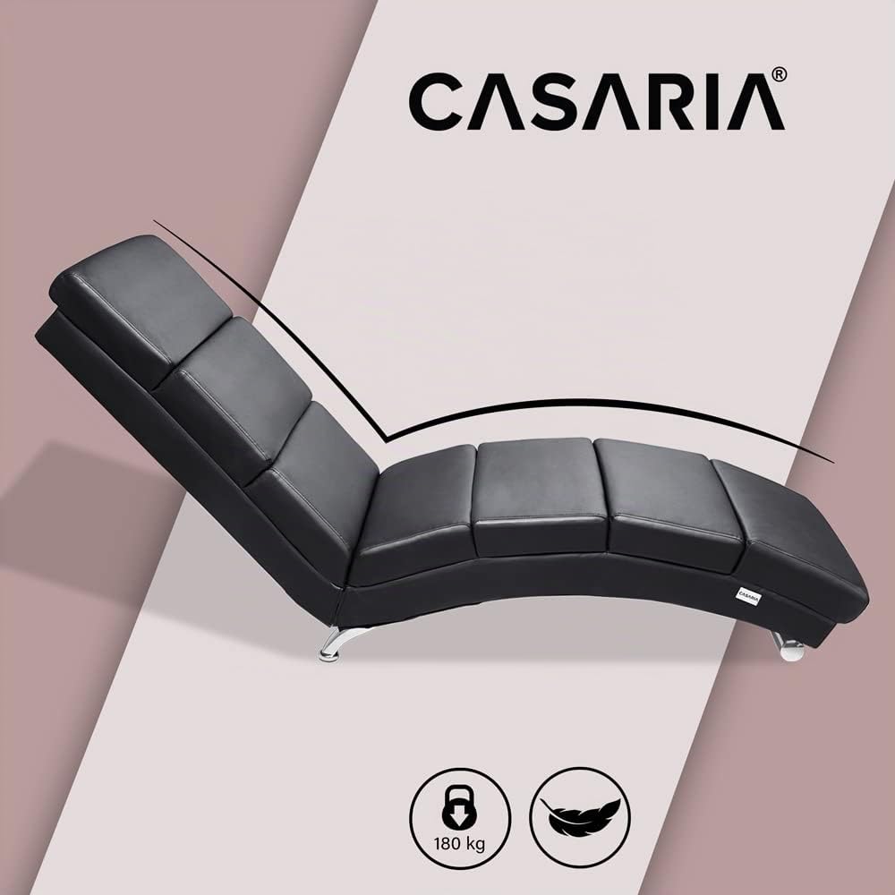 Casaria® Poltrona Chaise Longue 186x89x55 cm Lettino Sdraio Ergonomico in Tessuto Imbottito Portata 180 kg Soggiorno Ufficio Interno Reclinabile Lettura
