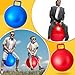 Lewtemi 2 Pcs 29 Inch Big Bouncing Ball with Handle Jumping Hopper Bouncy Ball for Adults Exercise and Air Pump for Outdoor Sports Game(Red, Blue)