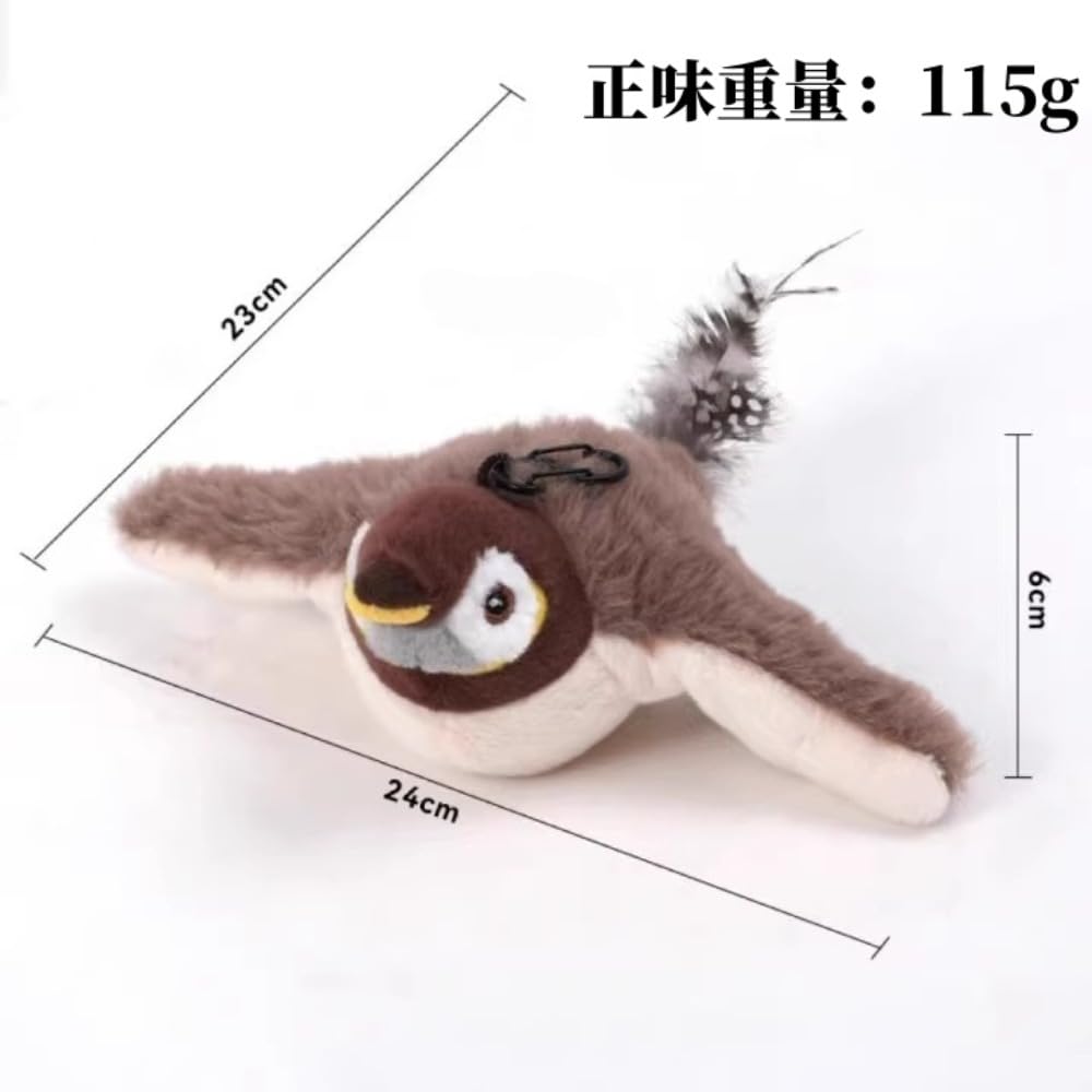 RoastMe Juguete para pájaros con plumas voladoras para gatos, juguete eléctrico de plumas para pájaros, carga USB, juguete para pájaros, sonido de juguete para pájaros, movimiento de pájaros, juguete