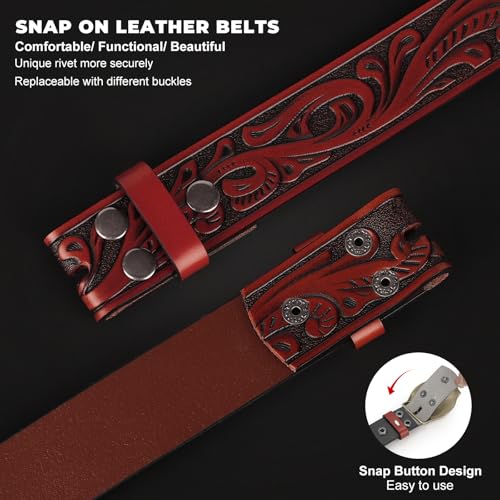 Image of BELTROAD Western Leather Belt Strap for Men Women Cowboy Cowgirl Leather Mens Belts for Jeans Birthday Christmas Belt Gifts