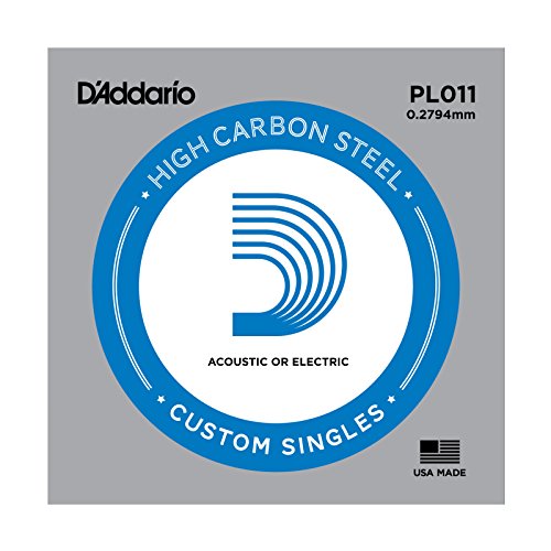 d'Addario PL011 Cuerda para guitarra eléctrica de acero, 011 x Cuerda suelta, Plateado