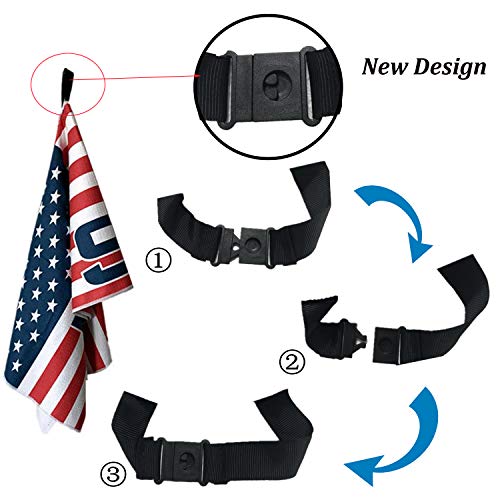 Golf Towels For Golf Bags For Men Women With Golf Club Brush Groove Cleaner Set 14″X42″ Towel Golfing Accessories Cleaning Kit Gifts For Golfers (Blue&Red-Usa Flag Towel + Brush) #TOP2