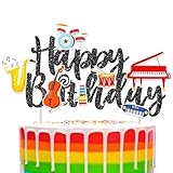 Musical Instrument Birthday Party Decorations Black Happy Birthday Cake Topper Music Instrument Theme Cake Decorations for Musician Birthday Party Music Theme Baby Shower Supplies