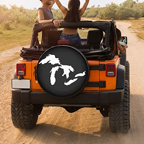 Image of State of Michigan Great Lakes Spare Tire Cover Dust-Proof Wheel Tire Cover Fit Trailer, RV, SUV and Many Vehicle 16 Inch