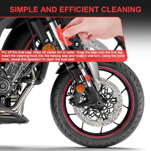 Image of RUTU Motorcycle Fork Seal Cleaner Tool Kit 45mm-55mm Universal Shock Absorber Cleaning Tool for Dirt Bike Motorcycle Maintenance Durable ABS Design 2-Pack Red