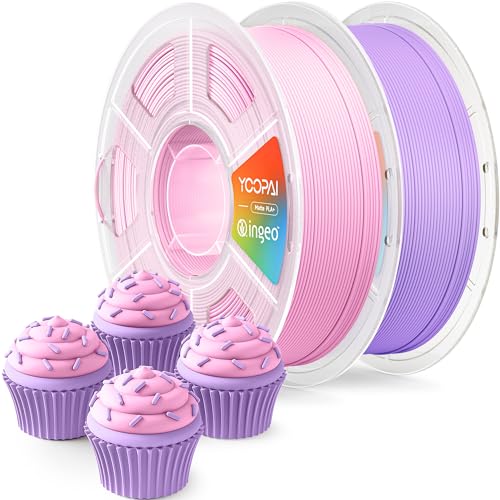 Image of YOOPAI PLA+ Matte Filament 1.75mm, 2KG (4.4lbs) 3D Printer Filament, Dimensional Accuracy + /- 0.02 mm, Sakura Pink+Lilac Purple