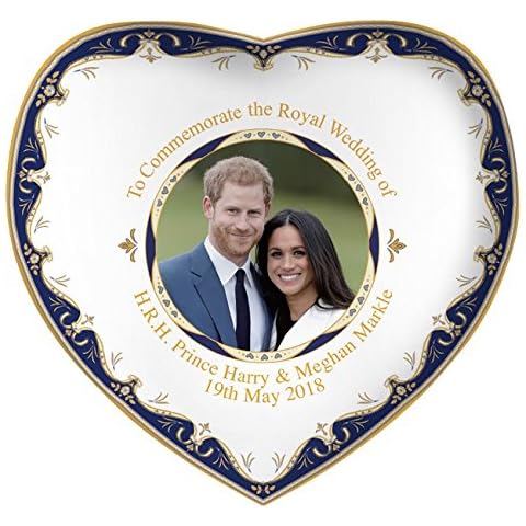 Royal Heritage H.R.H Harry and Megan Markle Wedding Commemorative Heart Shape Dish, Fine China, Multi-Colour, 15 x 14.5 x 2 cm Cover