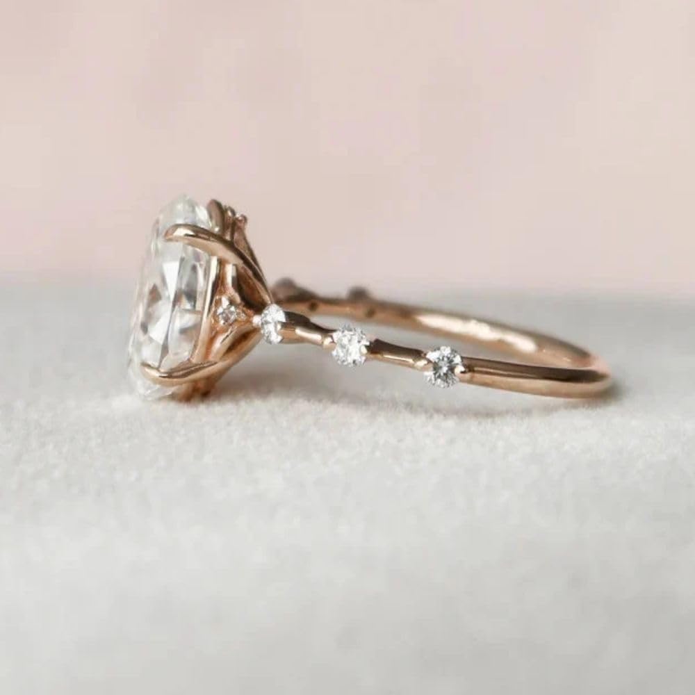 Dainty Minimalist Oval Solitaire Promise Ring 2.50 Ct Oval Diamond Delicate Proposal Ring Womens Engagement Rings 14K Yellow Gold Plated 925 Sterling Silver Handmade Wedding Ring Gift For Her