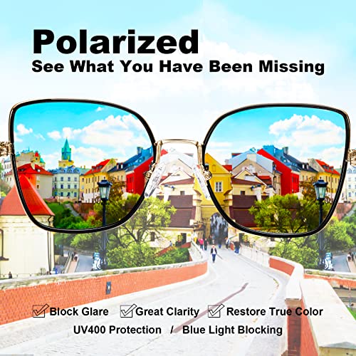 CARFIA Fashion Metal Sunglasses for Women Polarized UV Sun Protection Nickel-free Plating Frame CA53834