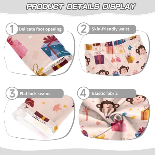 Vdsrup Girls Leggings Cute Pink Monkeys Kids Ankle Length Leggings Pants Athletic Yoga Pants Toddler Tights Trousers 4T3