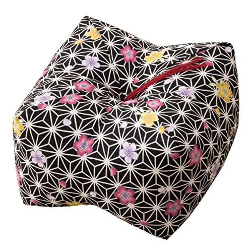 EMOOR Buckwheat Husk Easy seiza Cushion Made in Japan (22 x 22 x 16 cm Sakura Black) (Japan Import)