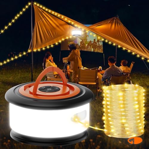 Camping String Lights Rechargeable, 4-in-1 Quick Storage Tent Lights String,