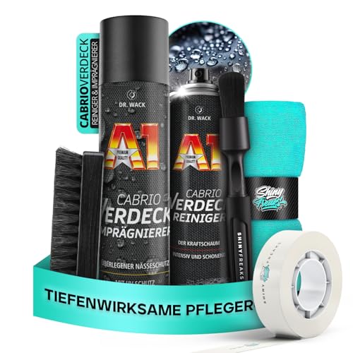 Dr. Wack A1 Cabrio Verdeck-Reiniger + Imprägnierer je 400 ml - Premium Cabrio-Reinigungs- & Imprägnierspray für alle Verdeckarten I Für eine intensive Reinigung & schonende Pflege I 6-teilig