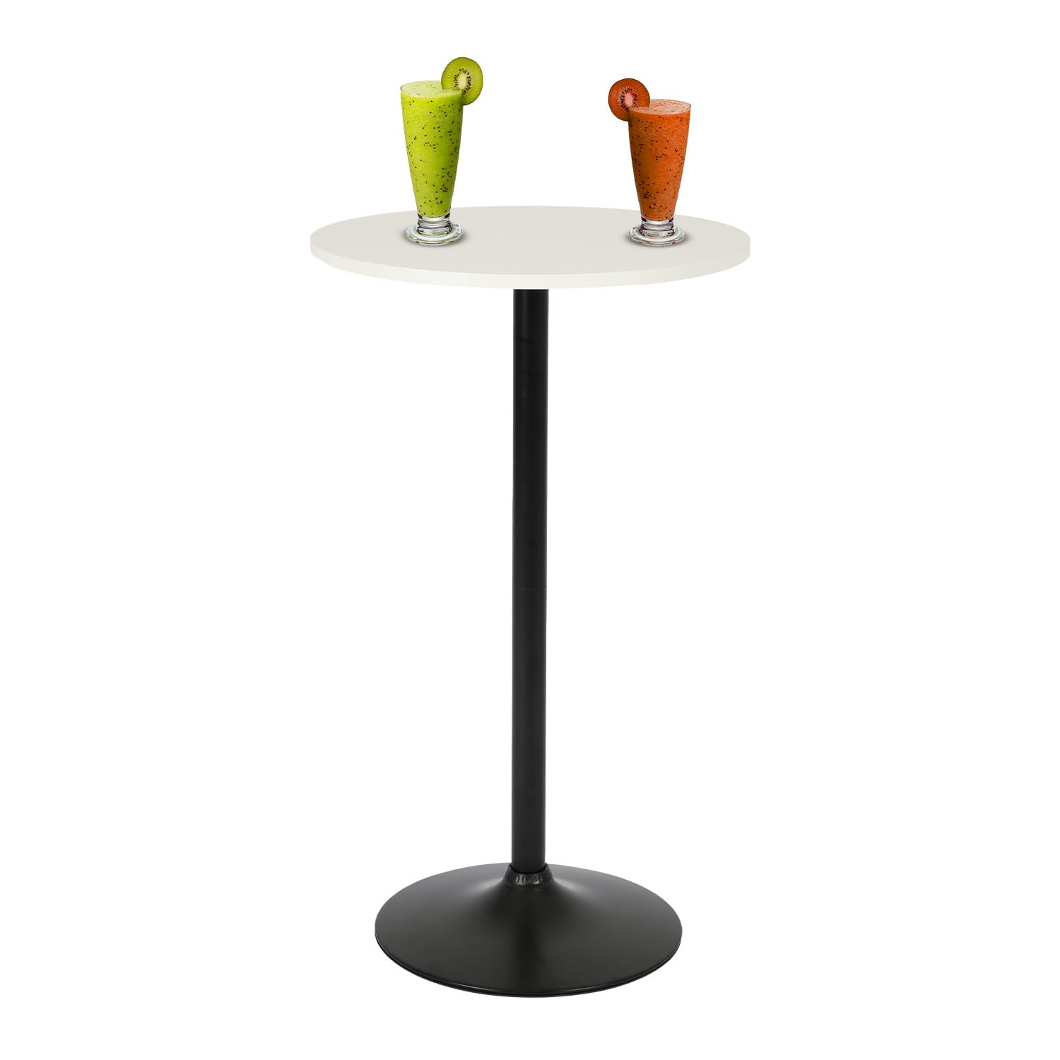 Round Bar Table 40" Height Modern Pub Table with Solid Top and Sturdy Metal Base, High Top Table for Kitchen, Dining Room, Bistro, Cocktail, White