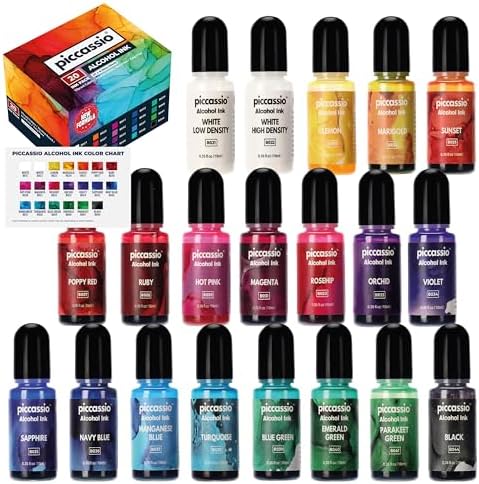 Amazon.com : Alcohol Ink Set - 20 Vibrant Alcohol Inks - Acid-Free ...