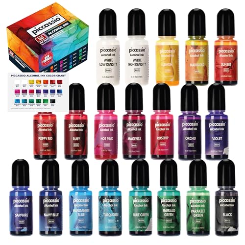 Opiniones y reviews de Fabricación de vidrio tintado Top 10. 50 Juego de tinta de alcohol, 20 tintas vibrantes de alcohol, sin ácidos, de secado rápido y permanentes, tinta de alcohol versátil para resina epoxi, pintura de arte fluido,...