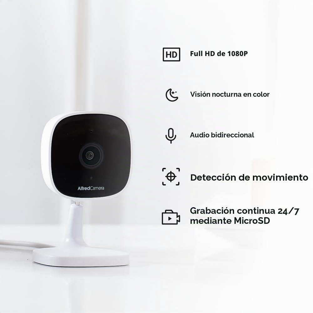 Cámara de Seguridad Inteligente para Interiores, Full HD 1080P, Visión Nocturna, Grabación Continua, Monitor de bebé enchufable, Cámara para Mascotas, Detección de Movimiento