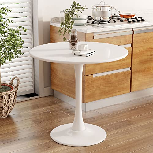 Tulip White Round Dining Table - Modern Mid-Century End & Leisure Table, 24 inch