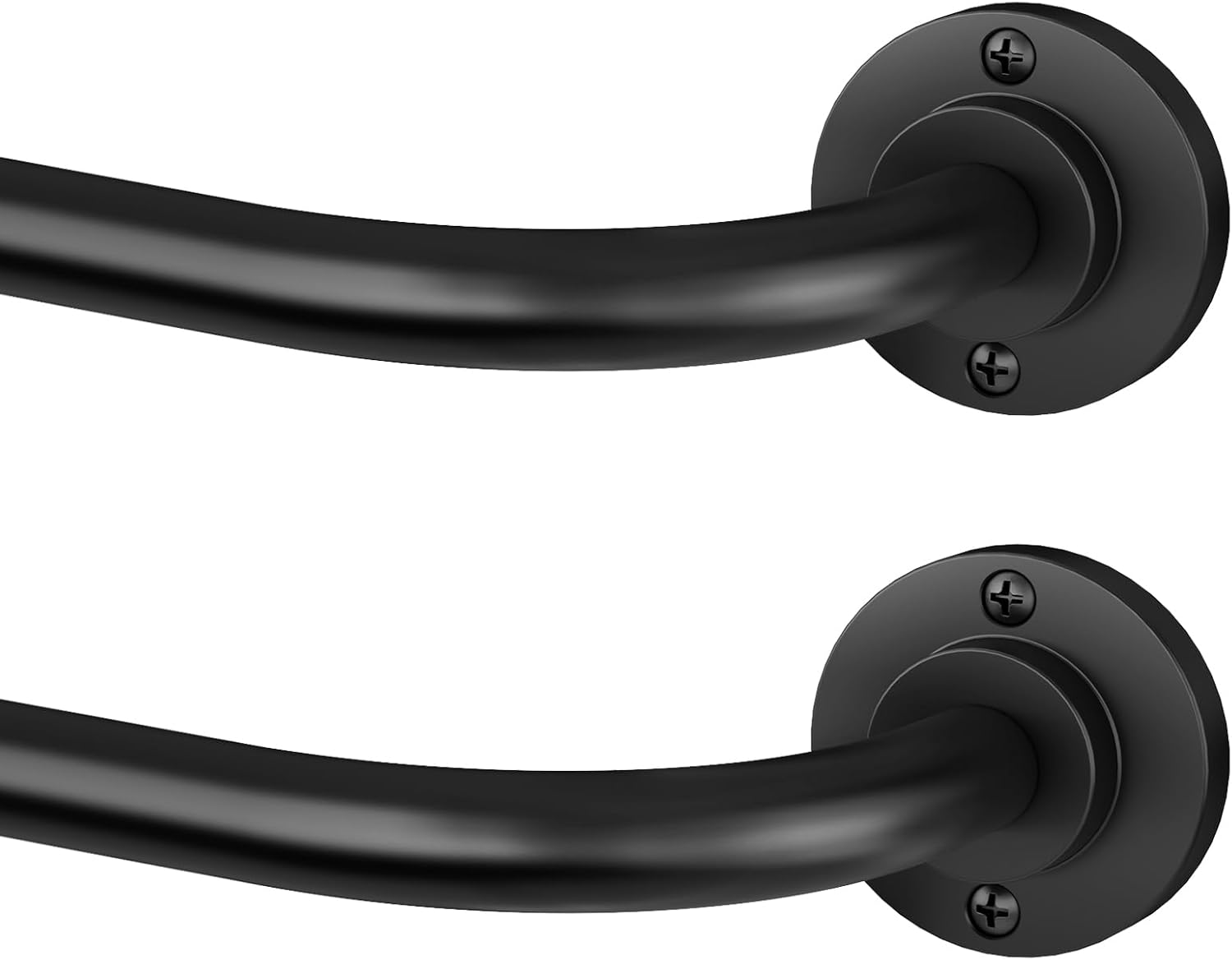 Hei!Dear 2 Pack Black Curtain Rod, Modern Adjustable 5/8 Inch Wrap Around Window Rod for 48-90 Inch Windows, Sleek Curved Design, Heavy Duty Decorative Curtain Rod for Bedroom or Living Room ?48-90"?2 pack Black