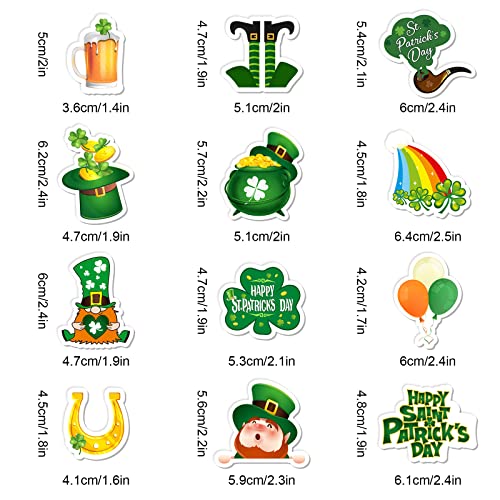 Whaline 72Pcs St Patrick's Day Cupcake Topper With Sticks Glue Point 12 Designs Shamrock Leprechauns Cupcake Picks For St Patrick's Day Party Irish Holiday Supplies Cake Decorations #TOP1