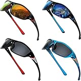 TOODOO 4 Pairs Men Polarized Sunglasses with UV Protection Driving Glasses Sports for Sport Outdoor Activities (Stylish Colors)
