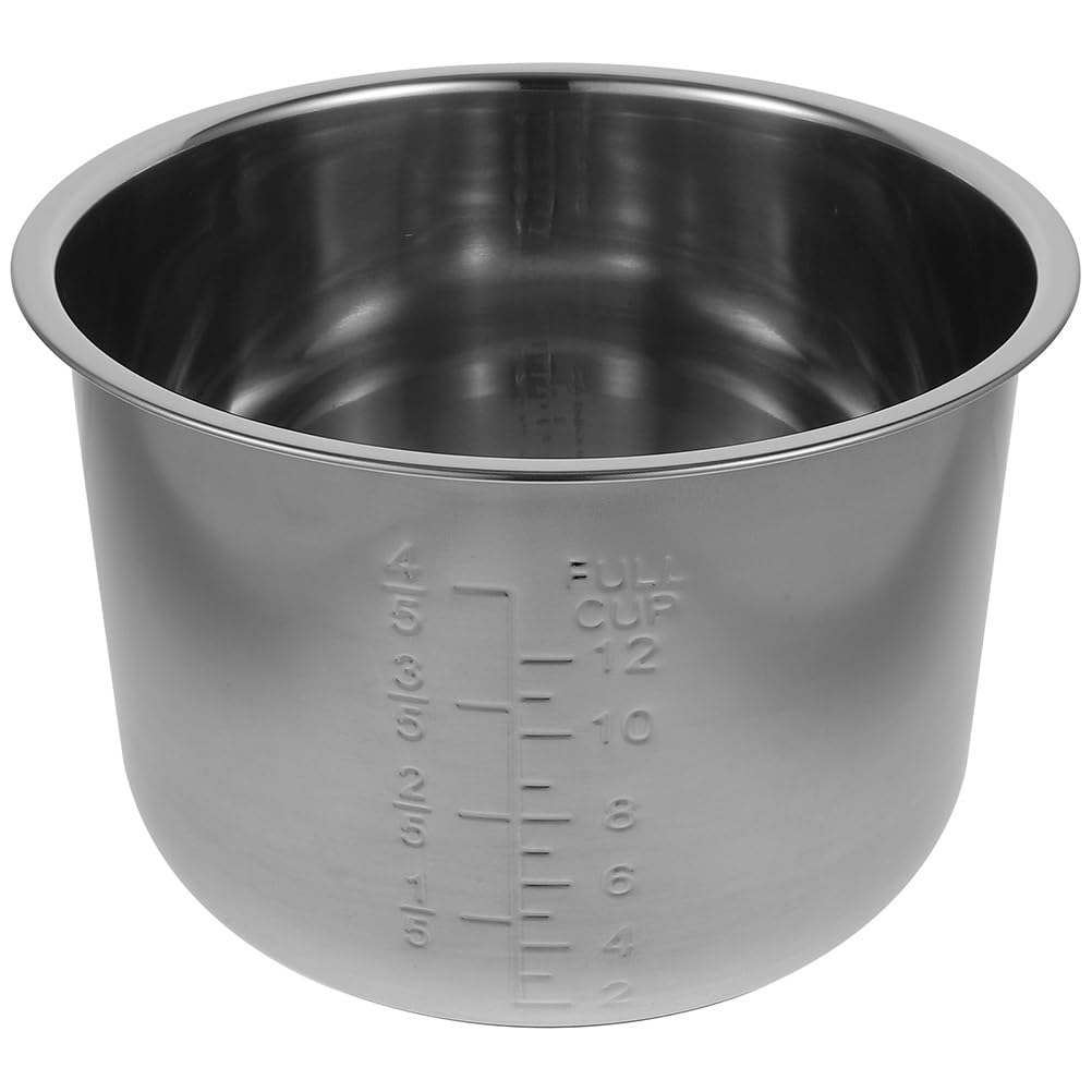 Ciieeo Cubeta de Repuesto para Olla Arrocera de 6L - 24x24x15.9 cm (9.44x6.25 Pulgadas) - Recambio de Acero Inoxidable con Escala de Medición Interior para Ollas Eléctricas Multiusos y Preparac