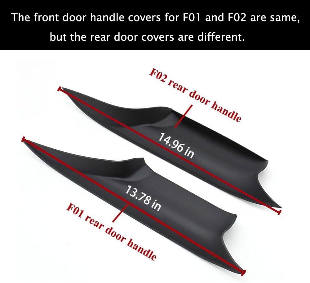 Compatible with BMW 7 Series F01, 4PCS Inner Door Handle Covers Interior Inside Left/Right Door Pull Handle Panels Trim Replacement 2008-2014 (Black)