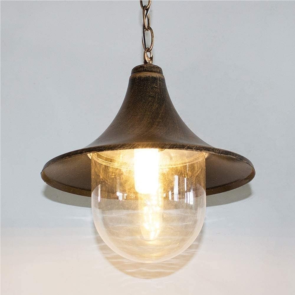 Lámpara Colgante de Bronce para Exteriores, Resistente al Agua, Retro, con Base E26 y E27, para Techo, Ideal para balcón, Patio, cenador, jardín, Camino, Porche.