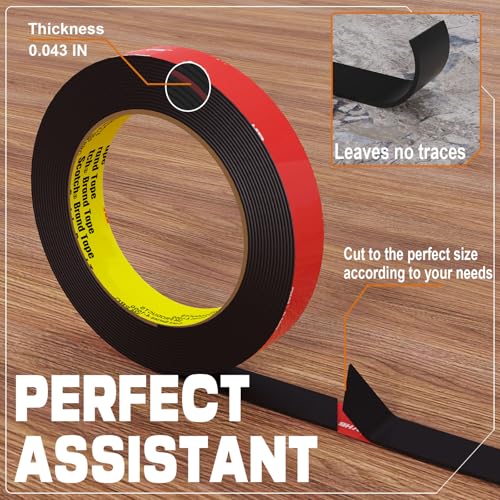 Image of tapify Double Sided Tape Heavy Duty 0.71 x 16.5FT | Double Sided mounting Tape for Walls,vhb Strong for Car, LED Strip Light, Home /Office Decorr