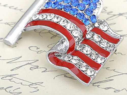 Image of Alilang American Flag USA Sparkly Crystal Rhinestone 4th of July Patriotic Pin Brooch