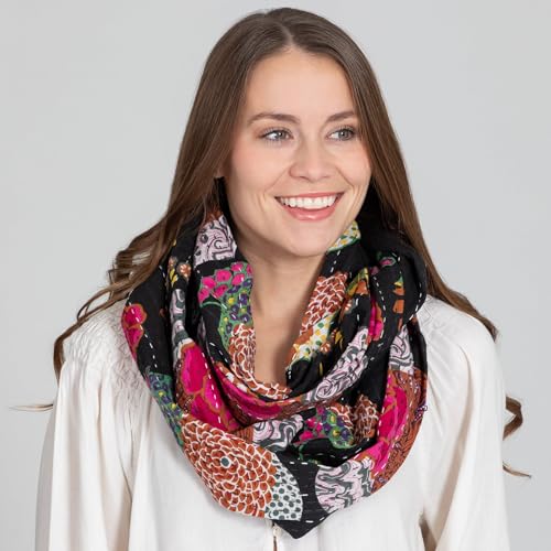 GreaterGood Waves of Color Infinity Scarf Handmade Fair Trade Woven and Crocheted Silk Blend Fashion Accessory for Women3
