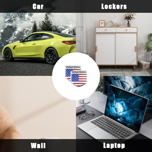 Image of povtii 2 PCS American Flag 3D Metal Decal, Aluminum Alloy USA Flag Patriotic Emblem Sticker, 3D Raised Metal Patriotic Stars Stripe Sticker for Auto Body Bumper, Car Accessories (Style D)
