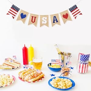 Uniwish USA Banner Burlap Bunting 4th of July Decorations American Independence Day Celebration Red White and Blue Theme Party Supplies Uniwish USA Banner Burlap Bunting 4th of July Decorations American Independence Day Celebration Red White and Blue Theme Party Supplies