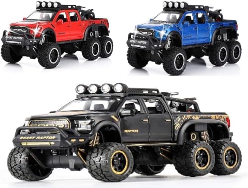 Image of Ford Raptor F150 Pickup Model Car with Box, Zinc Alloy Pull Back Toy car with Sound and Light for Kids Boy Girl Gift [Colors as Per Stock] (Ford Raptor F150 Pickup)