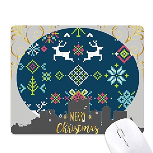 Tapis de souris en caoutchouc fleur de neige de noël et cerf pour ordinateur
