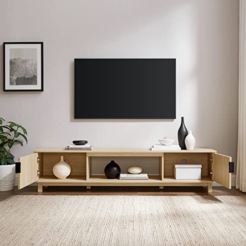 Walker Edison Arundo Fluted TV Stand for TVs up to 80 Inches, 70" TV Stand, Coastal Oak - Image 2